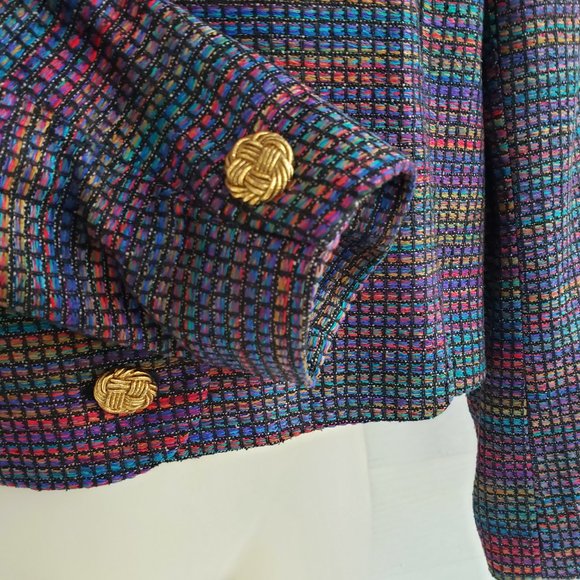 DONCASTER 100% Silk Multicolor Short Length Blazer / Jacket - Picture 4 of 7